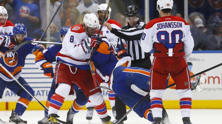 Eastern Conference quarterfinals Game 6: Islanders vs. Capitals 90 The New York Islanders and the Washington Capitals mix it up after the final buzzer of Game 6 of the Eastern Conference quarterfinals at Nassau Coliseum on Saturday, April 25, 2015.