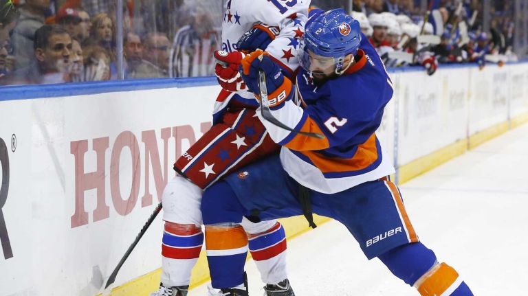 Eastern Conference quarterfinals Game 6: Islanders vs. Capitals 106 Nick Leddy of the New York Islanders defends against Nicklas Backstrom of the Washington Capitals in the second period during Game 6 of the Eastern Conference quarterfinals at Nassau Coliseum on Saturday, April 25, 2015.
