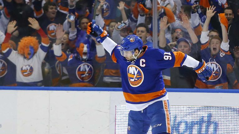 Eastern Conference quarterfinals Game 6: Islanders vs. Capitals 111 John Tavares of the New York Islanders celebrates his first-period goal against the Washington Capitals during Game 6 of the Eastern Conference quarterfinals at Nassau Coliseum on Saturday, April 25, 2015.