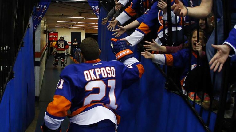 Eastern Conference quarterfinals Game 6: Islanders vs. Capitals 114 Kyle Okposo of the New York Islanders walks off the ice after warming up before Game 6 of the Eastern Conference quarterfinals at Nassau Coliseum on Saturday, April 25, 2015.