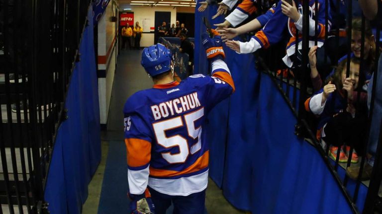 Eastern Conference quarterfinals Game 6: Islanders vs. Capitals 115 Johnny Boychuk of the New York Islanders walks off the ice after warming up before Game 6 of the Eastern Conference quarterfinals at Nassau Coliseum on Saturday, April 25, 2015.
