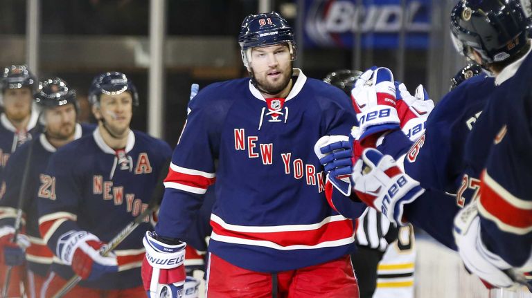 Rick Nash 30 Rick Nash of the New York Rangers celebrates his first-period goal against the Boston Bruins at Madison Square Garden on Wednesday, Feb. 4, 2015.