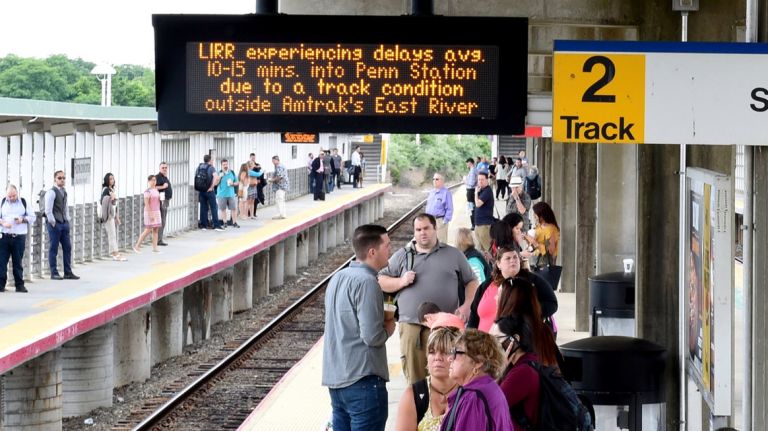 LIRR trains delayed due to Amtrak power problem at Penn Station, MTA says 1 LIRR riders faced delayed and canceled trains on both their morning and evening commutes on Thursday, June 29, 2017. Above, commuters wait for a delayed LIRR train during Thursday morning's commute.