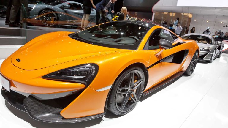 The McLaren 570S was introduced for the first time at the 2015 New York auto show. It has a 3.8L V-8 engine with 562 hp, and it can hit a top speed of 204 mph. The price starts at $184,900.