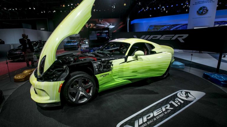 The 2015 Dodge Viper SRT puts out more than 645 hp with its all-aluminum midfront 8.4L V-10 engine. Its price starts at $84,995.