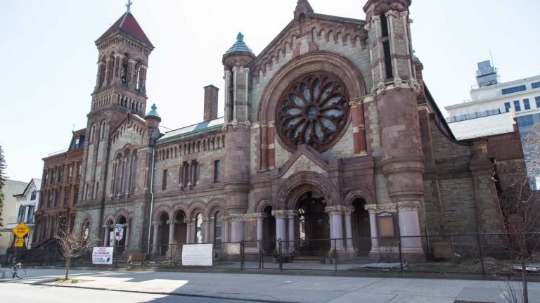 The Church of St. Luke and St. Matthew in the Clinton Hill neighborhood of Brooklyn on April 6, 2015. Neighborhood Feature on Clinton HIll.