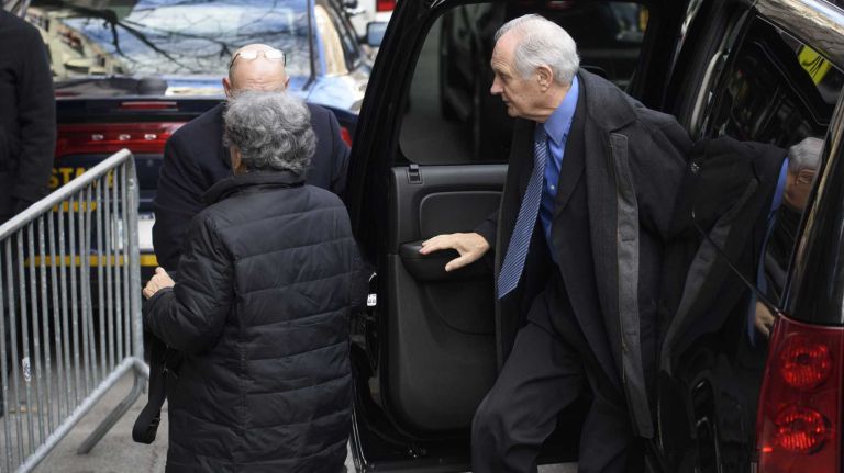 Actor Alan Alda arrives at the Frank E. Campbell Funeral Chapel for the wake for former Gov. Mario Cuomo in Manhattan on Monday, Jan. 5, 2015. Cuomo, who served three terms as governor, died at home on Jan. 1, 2015.