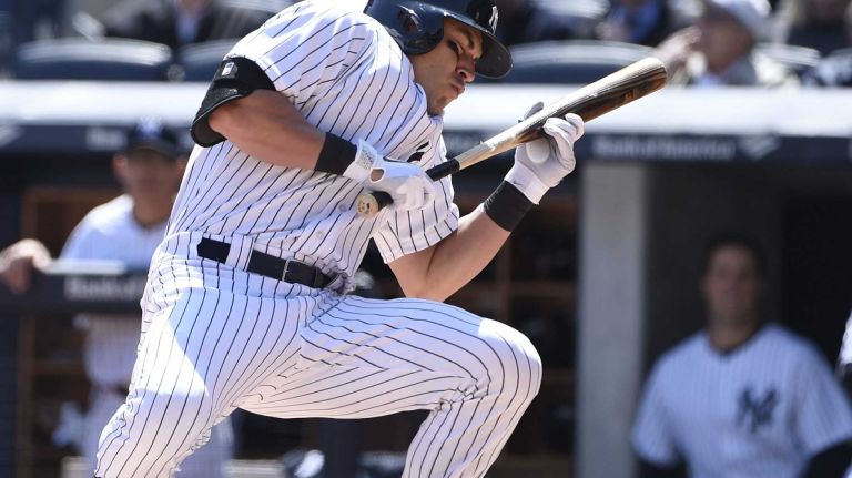 Yankees Opening Day in 2015 44 Yankees center fielder Jacoby Ellsbury moves to avoid a pitch by Toronto Blue Jays starting pitcher Drew Hutchison in the first inning at Yankee Stadium on Opening Day on Monday, April 6, 2015.
