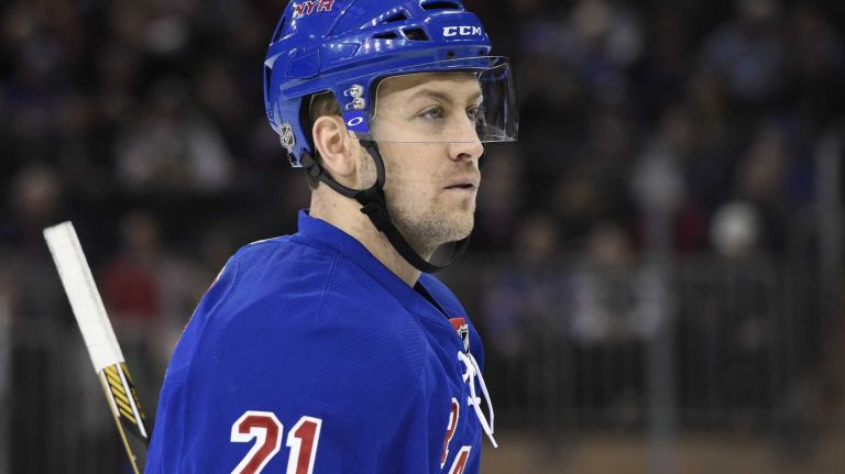 Rangers vs. Capitals 28 New York Rangers center Derek Stepan looks on against the Washington Capitals in the first period of an NHL hockey game at Madison Square Garden on Sunday, March 29, 2015.