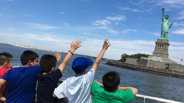 NYC Ferry contest winners from 2 Bay Ridge schools tour the ‘Lunchbox’ 1 Bay Ridge second grade students check out the Statue of Liberty aboard the city ferry boat
