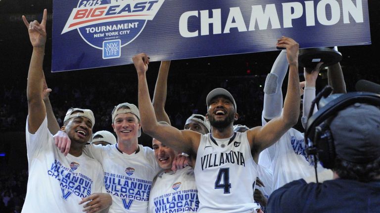Villanova celebrates after defeating Xavier 69-52 to win the Big East basketball championship at Madison Square Garden on Saturday, March 14, 2015.