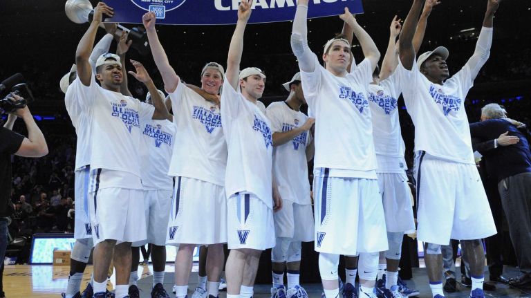 Villanova celebrates after defeating Xavier 69-52 to win the Big East basketball championship at Madison Square Garden on Saturday, March 14, 2015.