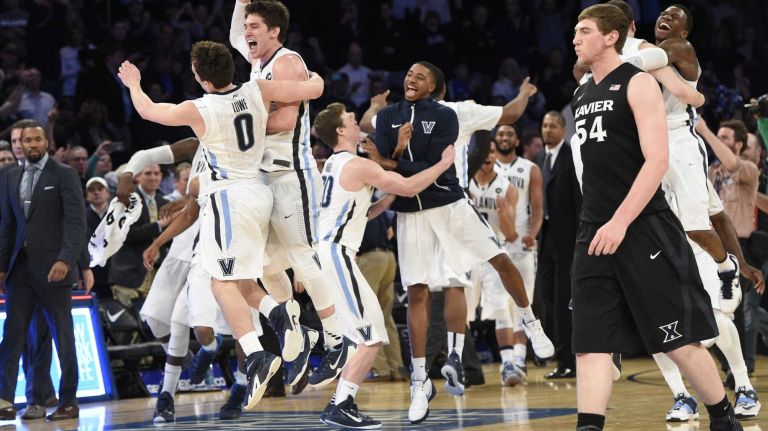 Villanova Wildcats celebrate after defeating the Xavier Musketeers for the Big East basketball championship at Madison Square Garden on Saturday, March 14, 2015.