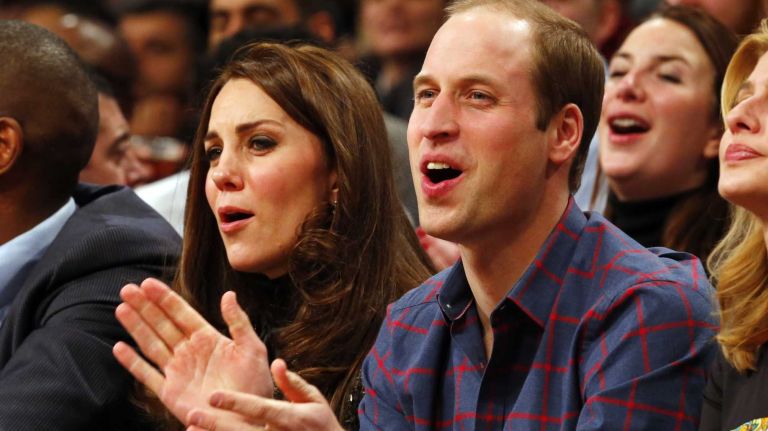 Kate Middleton and Prince William attend a game between the Brooklyn Nets and the Cleveland Cavaliers at Barclays Center on Monday, Dec. 8, 2014.