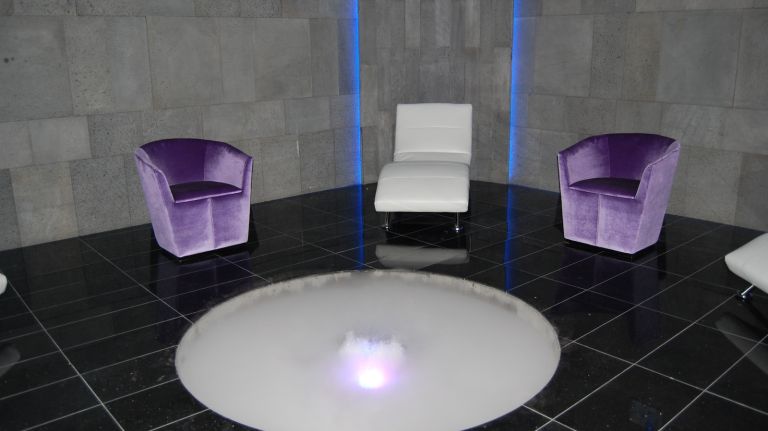 Premier 57 by Spa Castle features tubs, pools, saunas and a swim-up bar 39 Infused with scent, the meditation room boasts comfortable chairs arranged just so around a water basin that catches water falling from the ceiling. The dry-ice affect is trippy. You could stare at it for hours, right? Us too.