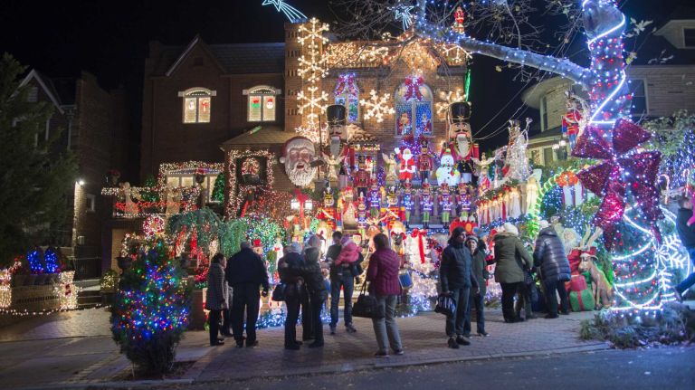People come by the busload from as far as Pennsylvania to see the Christmas decorations in Dyker Heights, Brooklyn, on Dec. 5, 2015.