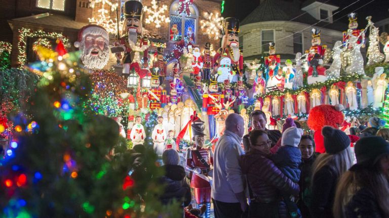 People come by the busload from as far as Pennsylvania to see the Christmas decorations in Dyker Heights, Brooklyn, on Dec. 5, 2015.