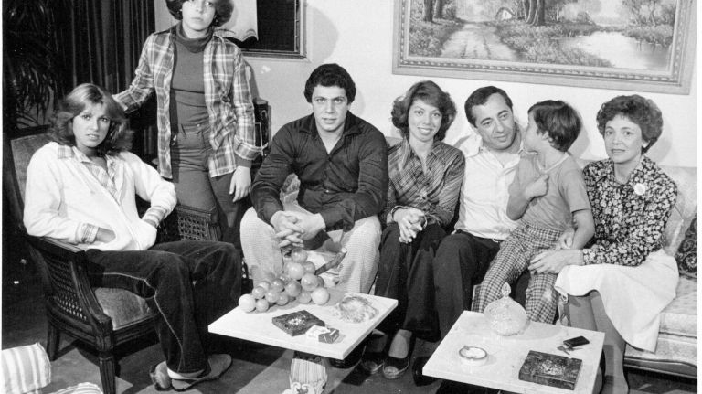 The Cuomo family, from left: Maria, 15, Madeline, 12, Andrew, 19, Margaret, 22, Mario Cuomo, Christopher, 7, and Matilda Cuomo on Sept. 13, 1977.
