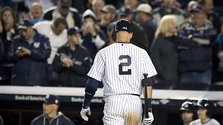 Derek Jeter's final game at Yankee Stadium 131 Yankees' Derek Jeter walks back to the dugout after striking out in the fifth inning while playing his last home game against the Baltimore Orioles at Yankee Stadium on Thursday, Sept. 25, 2014.
