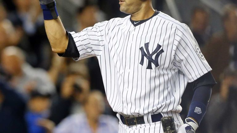 Derek Jeter's final game at Yankee Stadium 153 Derek Jeter of the Yankees celebrates a run in the first inning against the Baltimore Orioles at Yankee Stadium on Thursday, Sept. 25, 2014.