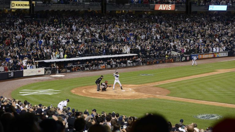 Derek Jeter's final game at Yankee Stadium 157 Yankees fans cheer Derek Jeter during the first at-bat of his final game at Yankee Stadium against the Baltimore Orioles on Sept. 25, 2014.