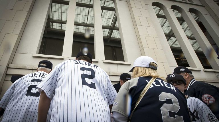 Derek Jeter's final game at Yankee Stadium 175 Derek Jeter fans enter Yankee Stadium with their No. 2 jerseys on before Jeter's final home game against the Baltimore Orioles at Yankee Stadium on Sept. 25, 2014.