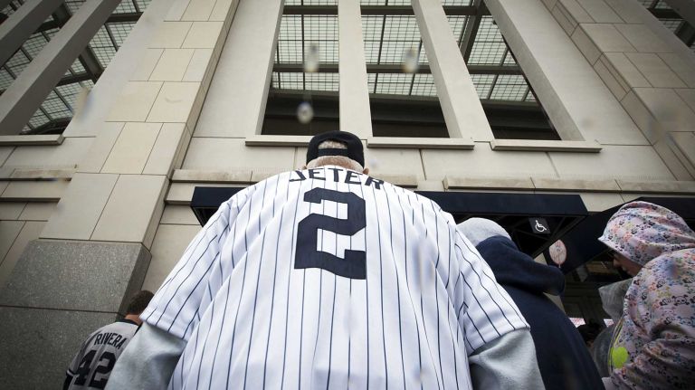 Derek Jeter's final game at Yankee Stadium 178 Derek Jeter fans enter Yankee Stadium with their No. 2 jerseys on before Jeter's final home game against the Baltimore Orioles at Yankee Stadium on Sept. 25, 2014.