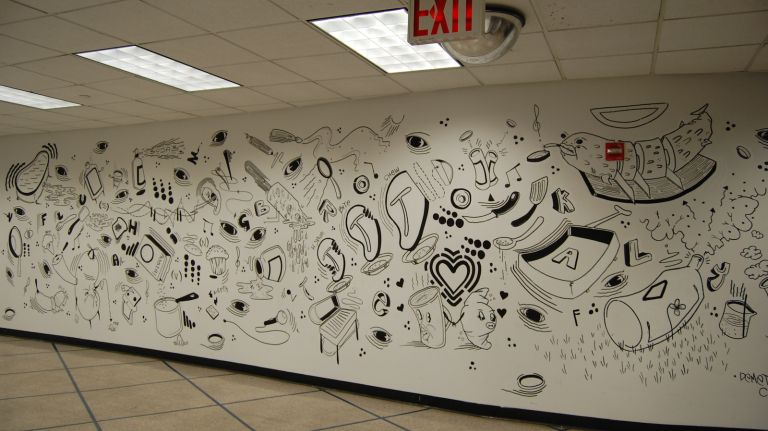 A little bit of Brooklyn found its way onto the inside walls of the building. 