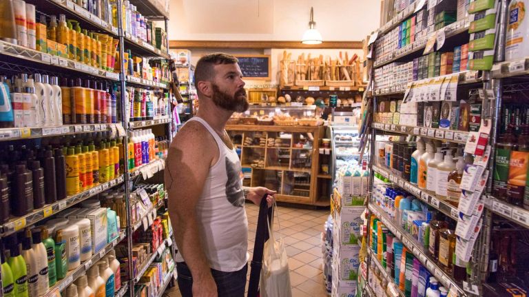 Scott Sosebee shops in The Garden Food Market in Greenpoint.