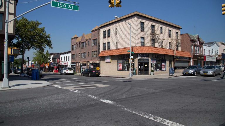 Businesses at the corner of 14th Ave and 150th Street in Whitestone on August 27, 2014. 