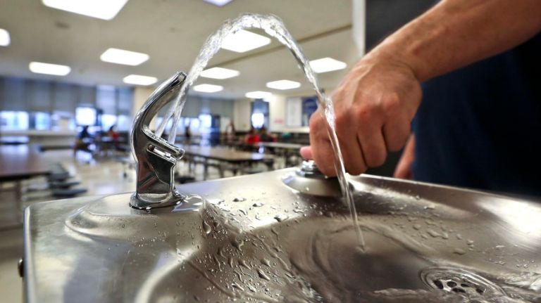 Parents on edge over lead in school water 1 A water fountain