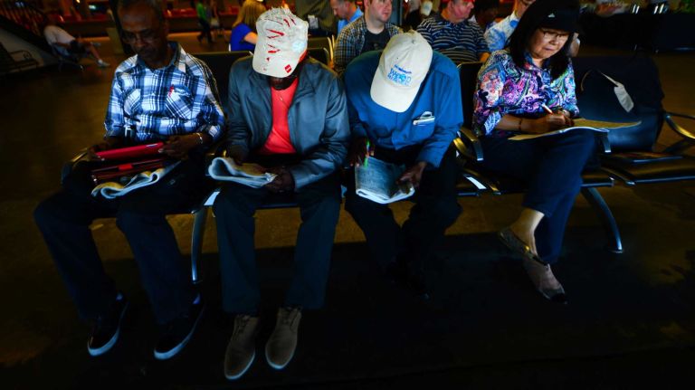 Horse racing enthusiasts at Belmont Stakes at Belmont Park in Elmont on Saturday, June 7, 2014. The Belmont Stakes is the third and final leg of the triple crown of horse raising. This year's race marks the 146th running of the stakes where California Chrome will attempt to become racing's 12th Triple Crown winner.