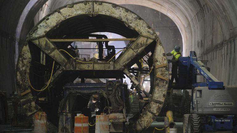 Workers prepare a form in the 86th Street cavern of the Second Avenue Subway line on Thursday, May 01, 2014. 