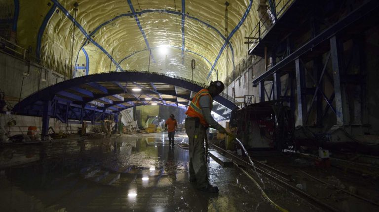 Workers prepare a form in the 86th Street cavern of the Second Avenue Subway line on Thursday, May 01, 2014. As of April 01, 2014, 65.6% of construction of Phase 1 of the Second Avenue Subway is complete.