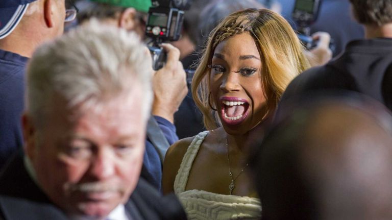 WWE Diva Cameron arrives at the Hard Rock Cafe in Manhattan Tuesday, April 1, 2014, as they kick off Wrestlemania 30 during a week long list of activities leading to the April 6th main event.