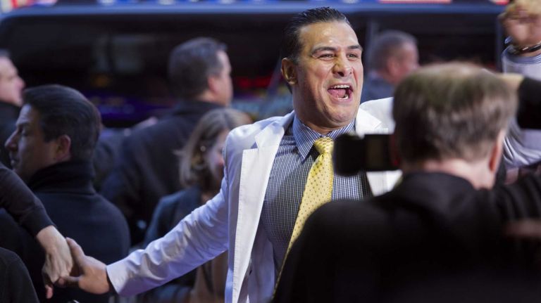 WWE wrestler Alberto Del Rio arrives at the Hard Rock Cafe in Manhattan Tuesday, April 1, 2014, as they kick off Wrestlemania 30 during a week long list of activities leading to the April 6th main event.