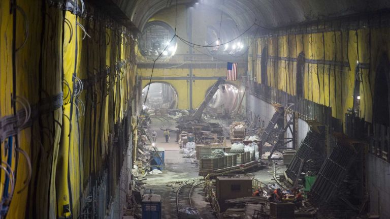 Work continues on the Long Island Rail Road's East Side Access project, one of the largest transportation infrastructure projects currently underway in the United States. This photo was taken during a press tour Nov. 4, 2015, that started at Grand Central Terminal and went north under Park Avenue to East 50th Street.