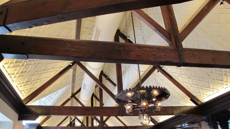 The main idea behind the new Tavern on the Green is to bring back the Victorian Gothic splendor of its original 1934 building, but no actual remnants from the former restaurant were saved, except for one element: the exposed wooden beams in the ceiling. As you dine, be sure to look up for a glimpse of history (and don't worry, they've recently been reinforced).