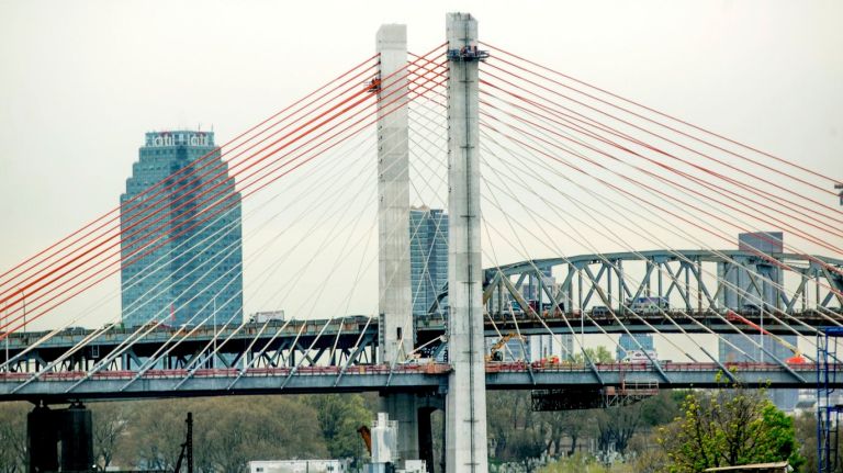 The new Kosciuszko Bridge, linking Brooklyn and Queens, opens to traffic Thursday, April 27, 2017. Above, the new bridge is seen on April 24, 2017.