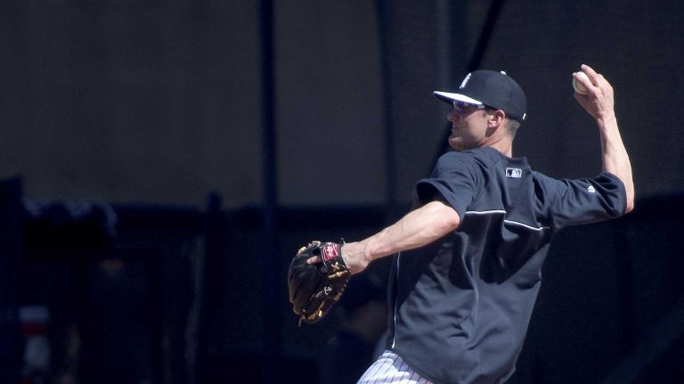 Yankees shortstop Brendan Ryan works out on the morning of Tuesday, Feb. 18, 2014.