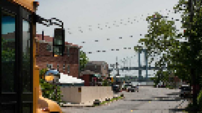 A schoolbus in Throgs Neck. 