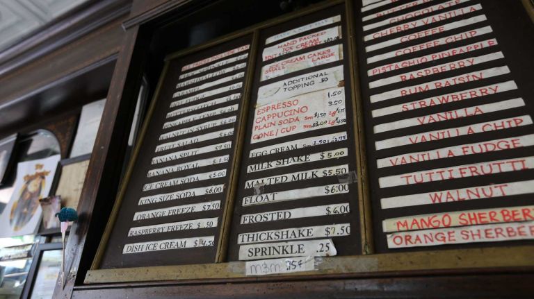 Ice cream flavors at Eddie's Sweet Shop at 105-29 Metropolitan Ave. (Nov. 30, 2013)