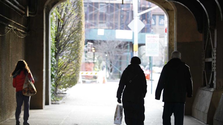 A view under the train trestle on Continental Avenue near Station Square. (Nov. 30, 2013)
