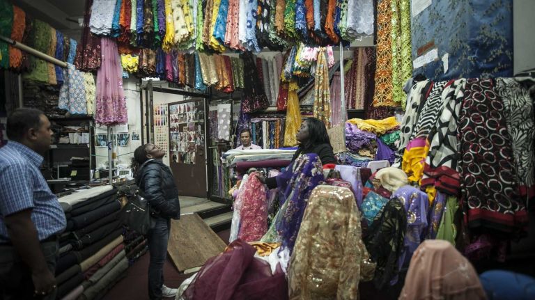 A and M fabric, a wholesale and retail fabric shop on the West 39th St.