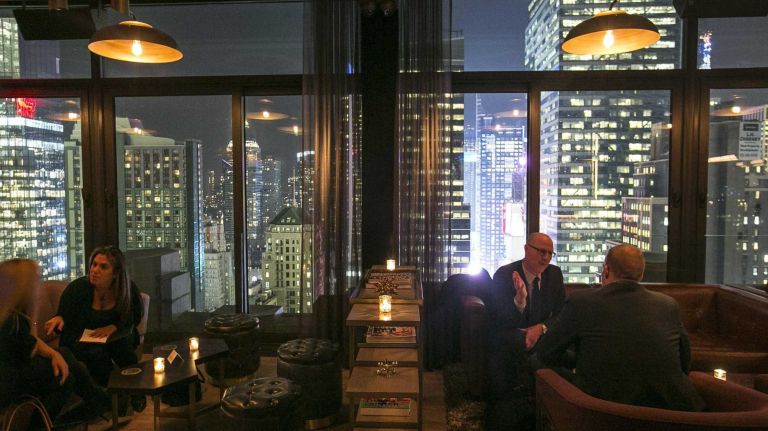 The view from Skylark, a lounge in the neighborhood. 