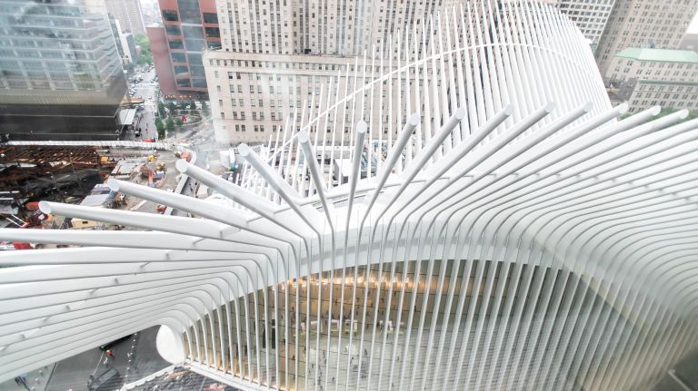 The Occulus is seen from the 16th floor of 3 World Trade Center on May 22.