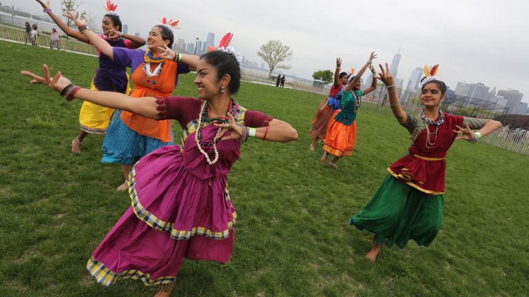 Dancers with the Yuvalaya School of Dance rehearse before their performance.