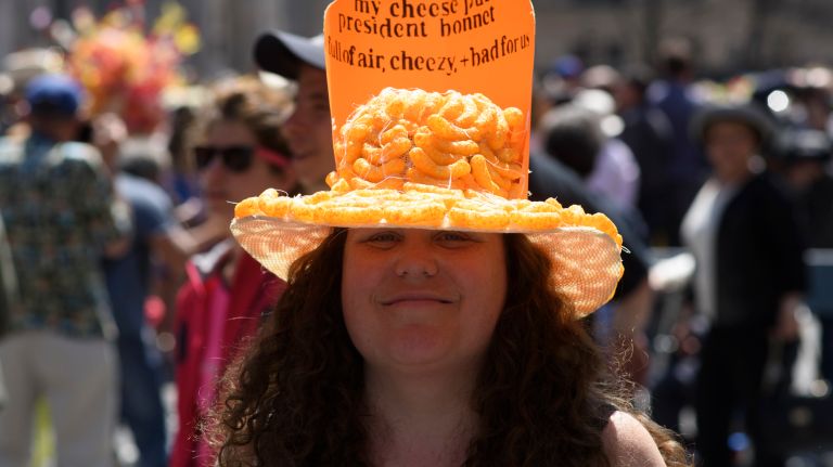 Participants and spectators stroll along Fifth Avenue during the Easter Parade and Bonnet Festival in Manhattan, Sunday, April 16, 2017. The parade has been an annual tradition in New York City for over 100 years.