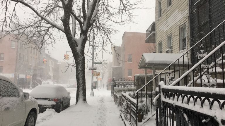 Snow in NYC: Photos from winter 2016-2017 57 Snow covers the sidewalks in Bed-Stuy, Brooklyn, on Thursday, Feb. 9, 2017.