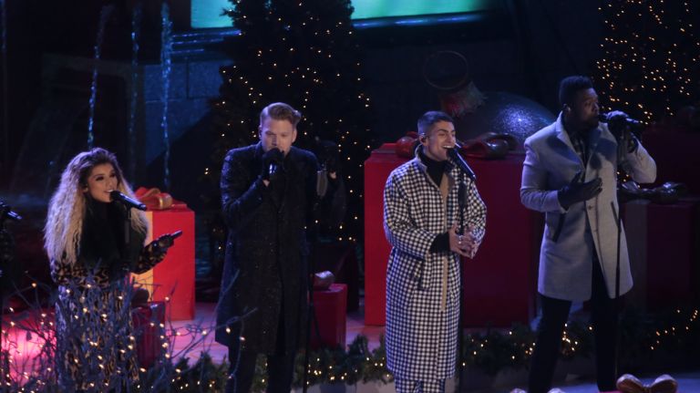Pentatonix performs at the Rockefeller Christmas tree lighting in Rockefeller Center on Wednesday, Nov. 30, 2016